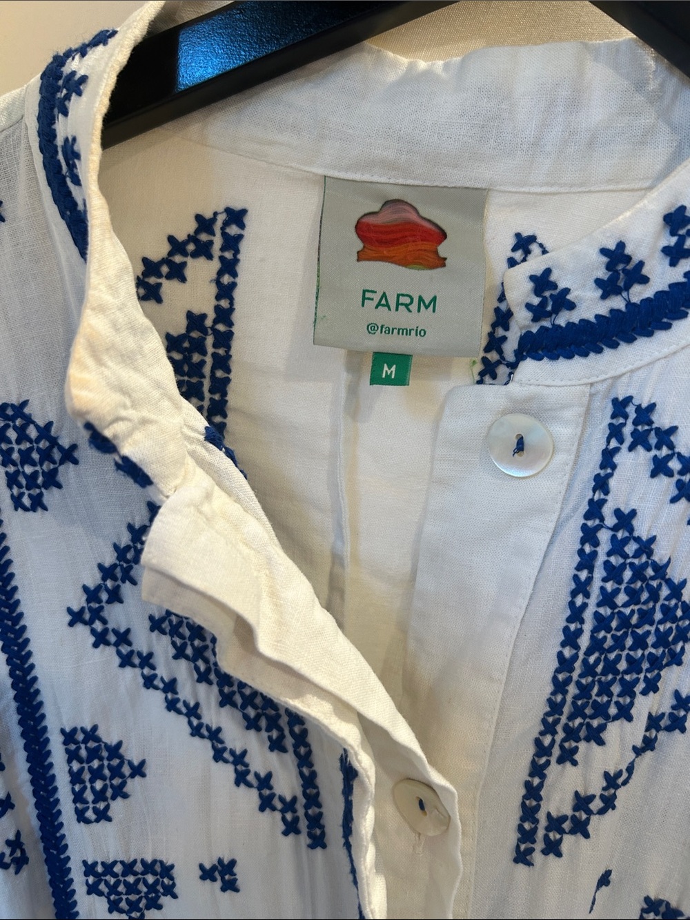 FARM Rio White Mini Dress with Blue Embroidery - Picture 2 of 5